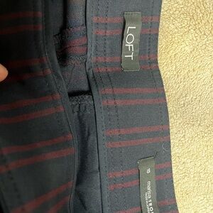 Loft navy blue burgundy stripe sailor wide leg women’s Marissa size 10 pants
